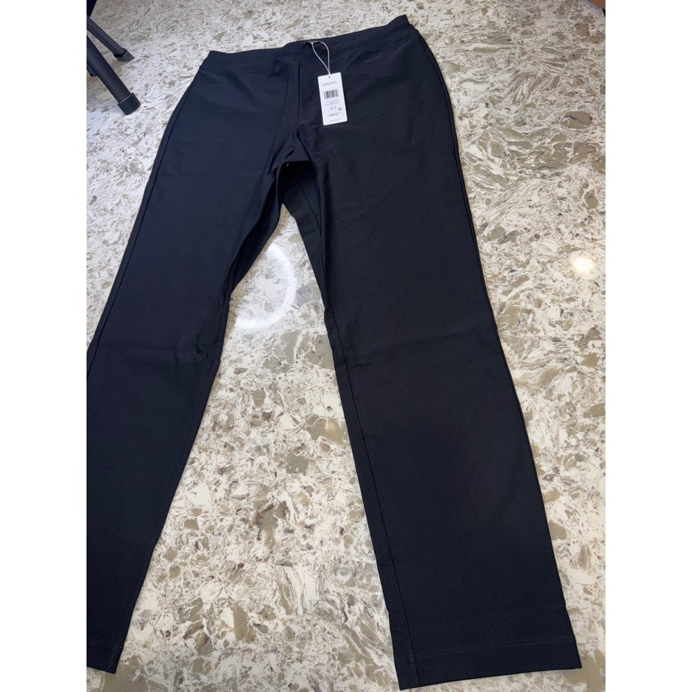 Eileen Fisher Washable Stretch Crepe Slim Ankle Pant Black QRTKO-P0696M Small NW